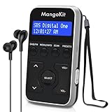 MangoKit Kleines Tragbares Mini DAB/DAB+/UKW-Radio,Digitales Taschenradio mit Kopfhörer,Wiederaufladbarem Akku für Sport,Laufen, Walken, Joggen oder Radfahren-Schwarz Silber