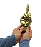 Deko Figur Goldener Mittelfinger (Nicht Kerze sondern Figur) - Dekofigur Mittelfinger Skulptur aus Marmoritharz in Gold 20cm als Wohnzimmer Deko, Büro Deko & Büro Gadgets - Skulptur Deko modern