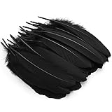 MWOOT 100 Stück Schwarz Gänsefedern, ideal als Dekoration zum Karnival für Halloween Fest Masken, Kostüme und Basteln, Sicher und Ungiftig und Nicht verblassen