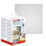 tesa Pollenschutzgitter - zuschneidbarer, transparenter Pollenschutz für Allergiker - für nach innen öffnende Fenster - inkl. selbstklebendem Klettband - Anthrazit - 150 cm x 180 cm