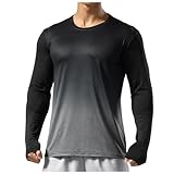 T-shirts für Herren Casual Tshirt mit Farbverlauf Sommer Langarm Bluse Schnell Trocknendes Rundhals T-Shirt Bequeme Shirt Mode Loose Fit T Shirt Regular Fit Sportshirt Training Tshirts Tops