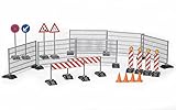 bruder 62007 - Zubehör Baustellenset, Zäune, Schilder & Pylonen - 1:16 Baustelle, Straßenbau, Bauarbeiten, Baufahrzeuge, Spielzeug