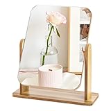 Encuryna Standspiegel Klein, Stehend Holz Beauty Kosmetikspiegel, Freistehend Tischspiegel für Schminktisch Schreibtisch, Schlafzimmer, Badezimmer Abnehmbar Einfachen