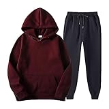 Auifor Herren Trainingsanzug,Jogging Anzug Tracksuit 2 Piece Hoodie Sporthose Jogginganzug Y2K Kapuzenpullover Für Herren,Hoodie Decke Damen Pullover Hoodie Herren Pullover Herren（E-Wein,XXX-Large