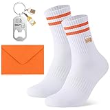 Utensilsto Bierliebhaber Geschenk Set 1 Bestickte Tennissocken Sportsocken 1 Flaschenöffner Schlüsselanhänger 1 Orange Geschenkverpackung Umschlag für Mann Frau,Interessante Bier Socken