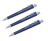 Faber-Castell Kugelschreiber Poly Ball 241151 blau Druckkugelschreiber mit Großraum Mine, 0,5mm M, ergonomische Dreieckform, Rutschfester Schaft, Metallclip, dokumentenecht, Blau - Pack mit 3 Stück