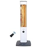 VASNER StandLine 23R – Infrarot Stand-Heizstrahler 2300 Watt 4 Stufen Dimmer Fernbedienung Infrarotstrahler elektrisch Standgerät für wettergeschützte Außenbereiche (Weiß)