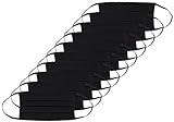 Oscar Apparels Wiederverwendbare Stoffmaske, 100% BCI Baumwolle mit elastischer Schlaufe, Schwarz, Erwachsene (10er Pack)