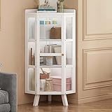 Eckvitrine mit Glastüren, 4/5-Ebenen Stauschrank Vitrinenschrank, Moderner und Staubdicht, Display Kabinett für Sammlerstücke, Bücher, Ornament