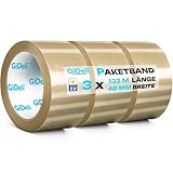 GiDeli Paketklebeband - Geräuscharmes Paketband - Klebeband Transparent 132m x 48mm - 3 Rollen zum Kartons Verpacken und Umzug - mit starkem Solventkleber
