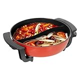 ROGONPDK 1360W Hot Pot Twin Kochtopf Yin Yang Hotpot, 6L MultifunktionalePfanne Elektrisch Topf mit 5 Intelligente Temperaturregelung, Elektrischer Kochtopf für Familienfeiern, Restaurants
