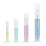 LATRAT 4 Pack Messzylinder Kunststoff Set, 10/25/ 50/100ml, für DIY et Wissenschaftliche Laboratorien, Kunststoff Graduierung Messzylinder Liquid Messung Werkzeuge Für Chemie Küche