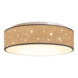 Zedelmaier Deckenlampe Stoff 38cm E27x2 max.40W Deckenleuchte mit Sternenhimmel Wohnzimmer Schlafzimmer Kinderzimmer Flur Küche Lampe Decke Stoffdeckenlampe Rund (Taupe, Ø38x12,5cm)