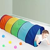 Kinder Spieltunnel, Farbe Krabbeltunnel Baby Tunnel Pop-Up Kinder Kriechtunnel 180CM Kinder Höhle mit Aufbewahrungstasche für Kleinkinder Drinnen und Draußen Abspielen