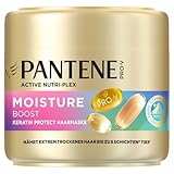 Pantene Pro-V Moisture Boost Keratin Protect Haarmaske 300ml Extrem Trockenes Haar. Nährt bis zu 8 Schichten Tief und Schließt Luftfeuchtigkeit Aus. Pro-V Formel und Active Nutri-Plex-Technologie