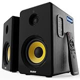 MAJORITY D40X Aktiv Regallautsprecher | 70W 2.0 Gelber Kevlar-Kegel Monitor Lautsprecher | Studio Monitor mit Bluetooth | Bookshelf Hifi Speakers mit Optische, RCA, USB AUX & Inklusive Fernbedienung