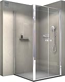 BERNSTEIN Duschkabine 90x90 Eckdusche EX416-2 Doppel-Drehtür NANO Teilgerahmte Dusche Duschabtrennung ESG-Sicherheitsglas Klarglas Pendeltüren - Höhe: 195cm