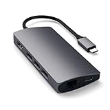 SATECHI USB C Hub 8 in 1 Multiport V2 mit 4K-HDMI, 60W PD-Aufladung, 3 USB-A, Ethernet, microSD/SD-Kartenleser, für MacBook, Windows und USB-C-Geräte – Space Grau