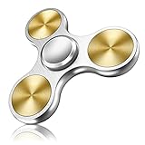 Coolden Fidget Spinner EDC Hand Spinner Metall Fidget Toys Edelstahl Lager 2-5 Min Hochgeschwindigkeit Finger Spinner Spielzeug ADHD Anti Angst Tri-Spinner Fidget Toy für Kinder Gold Silber