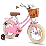 STITCH MANCHI 16 Zoll Kinderfahrrad mit Korb & Stabilisatoren für 4-7 Jahre alte Mädchen & Jungen, Rosa…