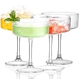 Vessyn Martinigläser,Gestreiftes Tassenset 4er-Set,Martiniglas 284ml, Retro-Tassen,Einzigartiges Martini, langer Stiel, klassisches Trinkgläser Perfekt für Cocktails,Wein,Champagner als Geschenk