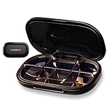 ONTERATE Kleine Pillendose, 6 Fächer Kleine Pillendose für Die Handtasche, Herausnehmbare Trennwand, Feuchtigkeitsbeständige, Tragbare Mini Pillen Organizer, Medikamentenbox für Vitamine (Schwarz)