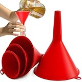 Retoo Trichtersatz Einfülltrichter 4-tlg 55/75/100/125 mm Plastik Filtertrichter für Küche Labor Autoflüssigkeiten Öl Trockenwaren Flaschen Dosen Universal Trichter Rot