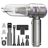 Handstaubsauger, 26KPA Handstaubsauger Akku Kabellos, 4-in-1 Auto Staubsauger Stark, Akku Staubsauger mit Bürstenloser Motor per Auto, Haus, Tierhaare, Sofa Reinigung, Silber