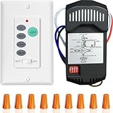 Deckenventilator-Fernbedienungs-Set, Universal-Wandhalterung, Lüfterschalter, Ersatz für Hampton Bay Harbor Breeze Hunter, UC9050T kabelgebundener Sender und R28-Empfänger-Set, Ventilator 3