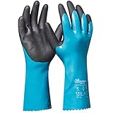 Gebol Grip Tech | 1 Paar | Größe L (Gr 9) | Lange Gummihandschuhe aus Nitril, PVC und Nylonstrick innen gegen Chemikalien, Säure, Öl & Fett | Wasserdicht, griffsicher | Herren | Blau |