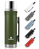 SANTECO Thermoskanne 1L - Thermoskanne mit Trinkbecher für unterwegs - Thermosflasche Edelstahl mit griff - Auslaufsicher Isolierflasche Kaffee & Tee - BPA Frei, für Heiß und Kalt