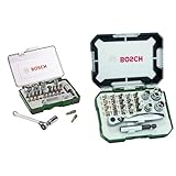 Bosch 27tlg. Schrauberbit- und Ratschen-Set (Extra harte Qualität, Zubehör Bohrschrauber und Schraubendreher) & 26tlg. Schrauberbit- und Ratschen-Set
