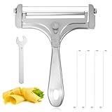Teaaha Käsedrahtschneider Mit 4 Zusätzlichen Drähten Und Schraubenschlüssel, Edelstahl Käseschneider Mit Rolle, Verstellbare Schnittstärke, Für Weichen Bis Mittelharten Käse, Silber