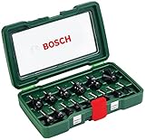 Bosch 15tlg. Hartmetall Fräser Set (für Holz, Ø-Schaft 1/4', Zubehör Oberfräse)