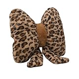 mophrati Kissen mit Leopardenmuster, Kissen, Rückenlehne, Kunstfell, weich, bequem, Dekoration für Zuhause und Auto, Schleife mit Leopardenmuster