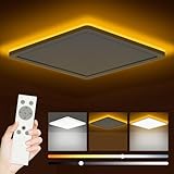 Bowfar LED Deckenleuchte Flach, 25W 3200LM Deckenlampe mit Fernbedienung Dimmbar 3000K-6500K, 1800K Nachtlicht Amber, Badezimmer Lampe für Wohnzimmer Küche Kinderzimmer Flur Schlafzimmer Ø29.5x2.5cm