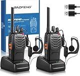 Professionelles Walkie Talkie für Erwachsene mit großer Reichweite, wiederaufladbarem Akku, 16-Kanal-Zwei-Wege-Funkgerät, USB-Ladegerät und Hörmuschel mit VOX (schwarz, 1 Paar)
