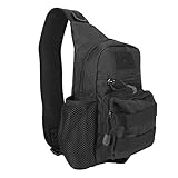 Tomantery Haversack Wandern Radfahren Pack Tasche Multifunktions Sling Rucksack Sport Sling Tasche Hohe Qualität Langlebig für Outdoor Camping Wandersport(Black)