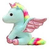 Xiyocadt Kuscheltier Einhorn PlüSchtier FüR MäDchen,Niedliches PlüSchtier Geschenk PlüSch Regenbogen Einhorn Super Weiches Einhorn Kissen Stofftier FüR MäDchen Puppe Geschenk (30cm,Blau)