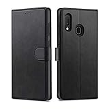 Focusor kompatibel mit Samsung Galaxy A20E Hülle, Samsung A20E Hülle, Handyhülle Samsung A20E Leder Flip Case Ständer PU Brieftasche Schutzhülle für Samsung A20E Cover, Schwarz