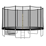 JUMMICO Trampolin Outdoor Ø 183/228/305/366/427 cm, Gartentrampolin für Kinder mit Leiter und Seitentasche (Schwarz,366cm)