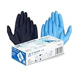 Gedikum 100x Nitrilhandschuhe Box Einweghandschuhe, Einmalhandschuhe, Untersuchungshandschuhe, puderfrei, ohne Latex, unsteril, latexfrei, disposible gloves Blau/Schwarz Gr. S-XL (Blau, L)