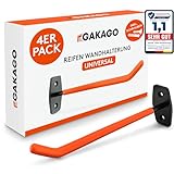 Gakago Reifenhalter Wandhalterung – 4er Felgenhalter Wand Set inkl. Schrauben & Dübel mit Montageanleitung - Extra Lange Reifen Wandhalterung - Halter für Autoreifen & Felgen zum Lagern