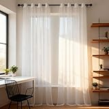 WUXXIANG Ösenvorhang 165 x 250 cm Halbtransparent, Transparent Luftig, Einfache Montage, Weich Und Langlebig, Waschbare Ösenschal Fensterschal für Wohnzimmer Schlafzimmer Esszimmer, Weiß