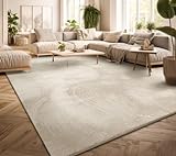 TT Home Teppich Wohnzimmer Kurzflor Anti-Rutsch Rückseite Einfarbiges Design Waschbar, Farbe: Creme, Größe:200x280 cm