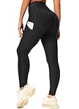 INSTINNCT Damen Slim Fit Hohe Taille Sportshort Lange Leggings mit Bauchkontrolle Booty Stil mit Taschen - Schwarz M