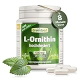 L-Ornithin, hochdosiert, 500mg - 120 Kapseln, vegan. Reines...