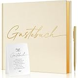AISBUGUR Gästebuch Hochzeit: Geburtstag Personalisiertes – 100 Seiten Blanko Hochzeitsbuch & Hochzeitsalbum für Hochzeit, Party, Baby Shower, Weihnachten – Inkl. Stift, Schild & Box