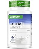 vit4ever Laktase 22.000 Depot - 365 Tabletten mit Depotwirkung (Sepismart® Slow Release) - Hochdosiert mit 22.000 FCC-Einheiten - Bei Laktoseintoleranz + Milchunverträglichkeit - Vegan