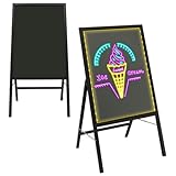 LED Stehende Schreibtafel Leuchtende Werbetafel Werbeaufsteller Standtafel Restaurant Tafel Plakatständer Anzeigetafel Menüanzeige Mit 8 Fluoreszierende Marker Fernbedienung Radierbar (50 * 70cm)